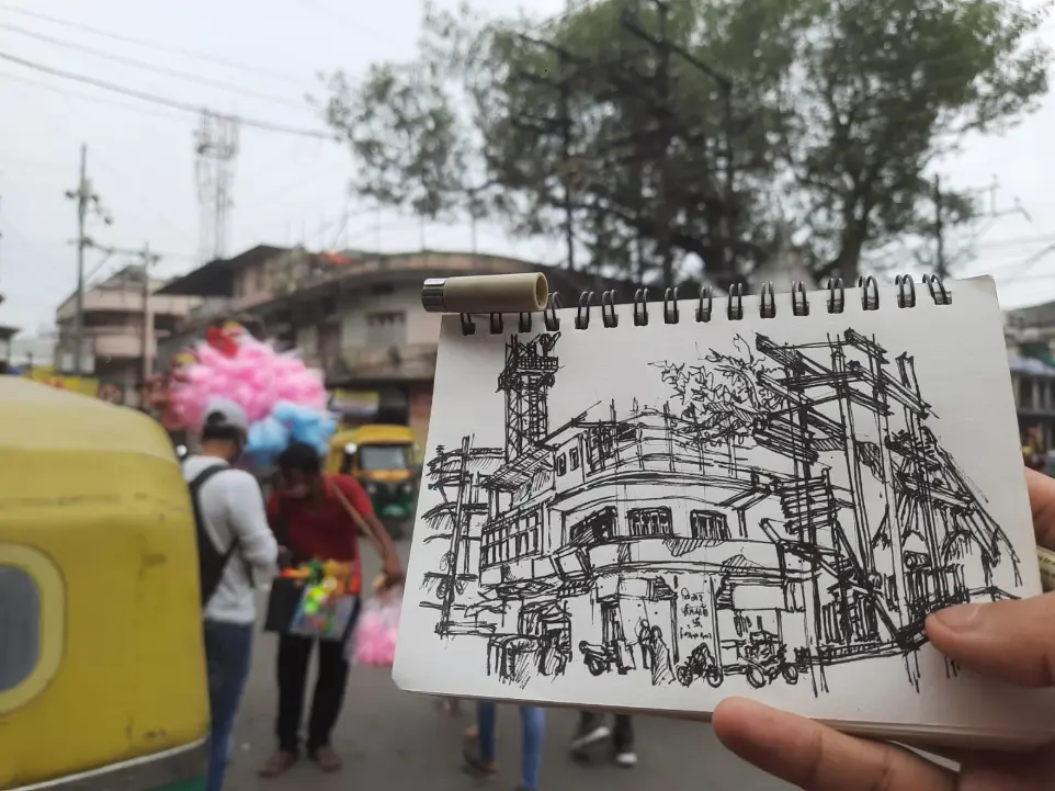 travel art desiblueprint aleen bharati page, live sketch