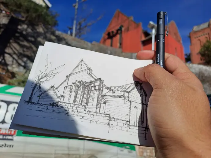 travel art desiblueprint aleen bharati page, live sketch diary shimla himanchal pradesh university