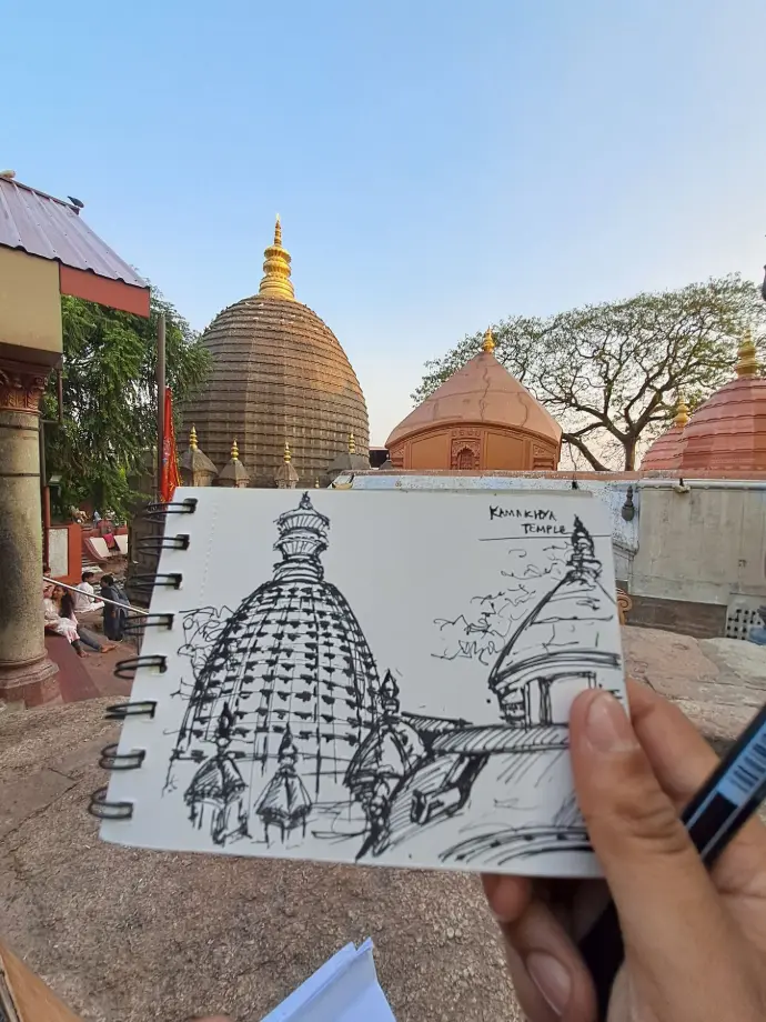 Aleen Bharati live sketch Kamakhya Temple Guwahati Assam