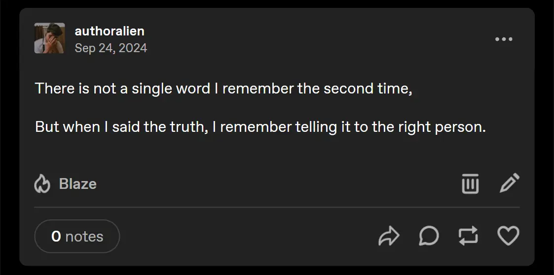 tumblr, aleen bharati, author alien, post, statement, situation